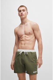 BOSS Green Contrast-logo Swim Shorts In Recycled Material - Image 1 of 4