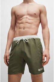 BOSS Green Contrast-logo Swim Shorts In Recycled Material - Image 3 of 4