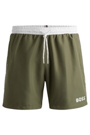 BOSS Green Contrast-logo Swim Shorts In Recycled Material - Image 4 of 4