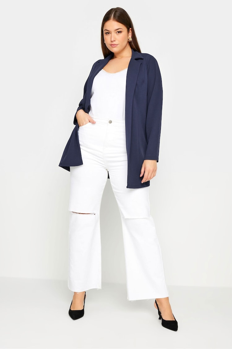 Yours Curve Navy Blue Longline Blazer - Image 2 of 6