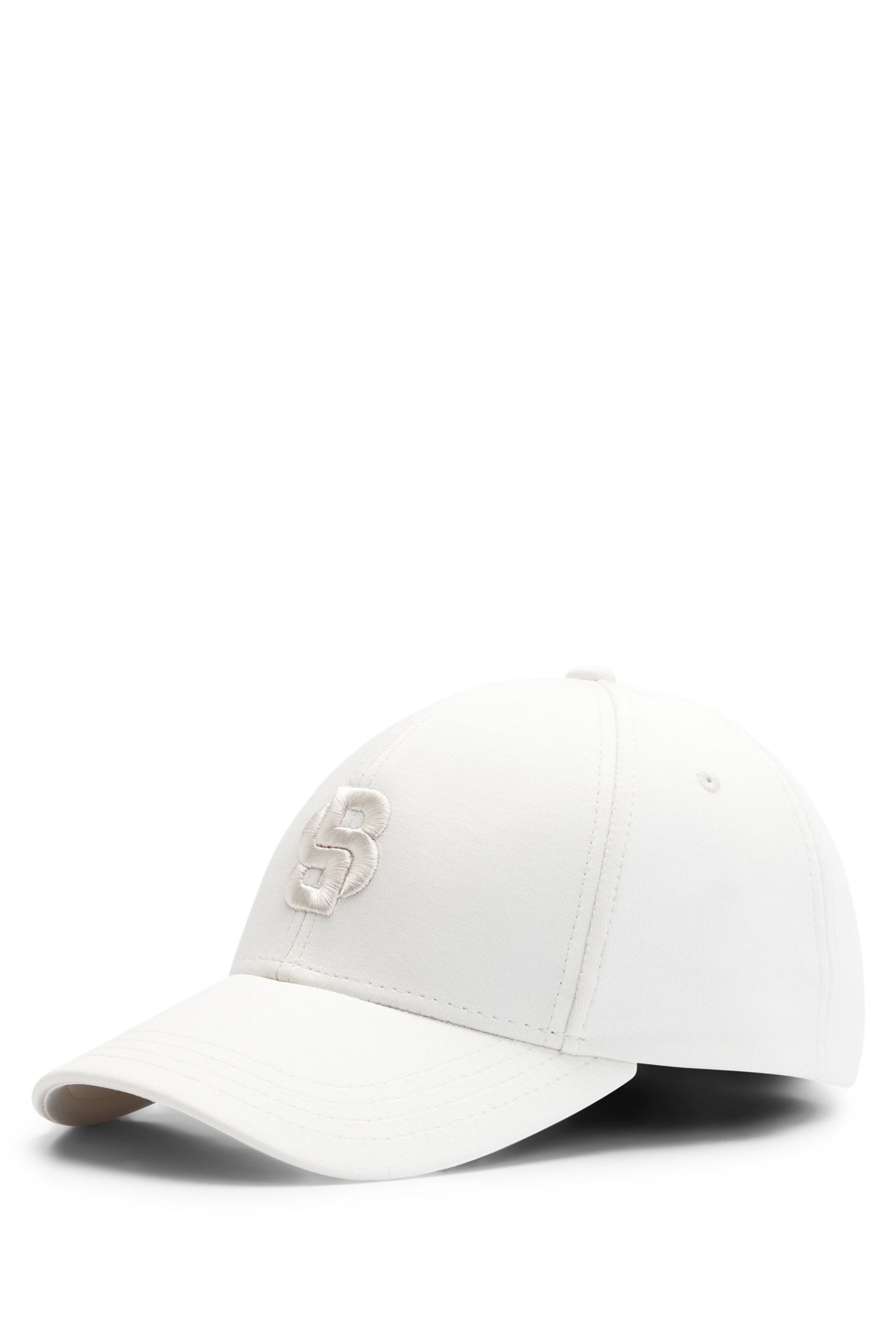 BOSS White Cotton-Blend Cap With Embroidered Double Monogram - Image 1 of 3