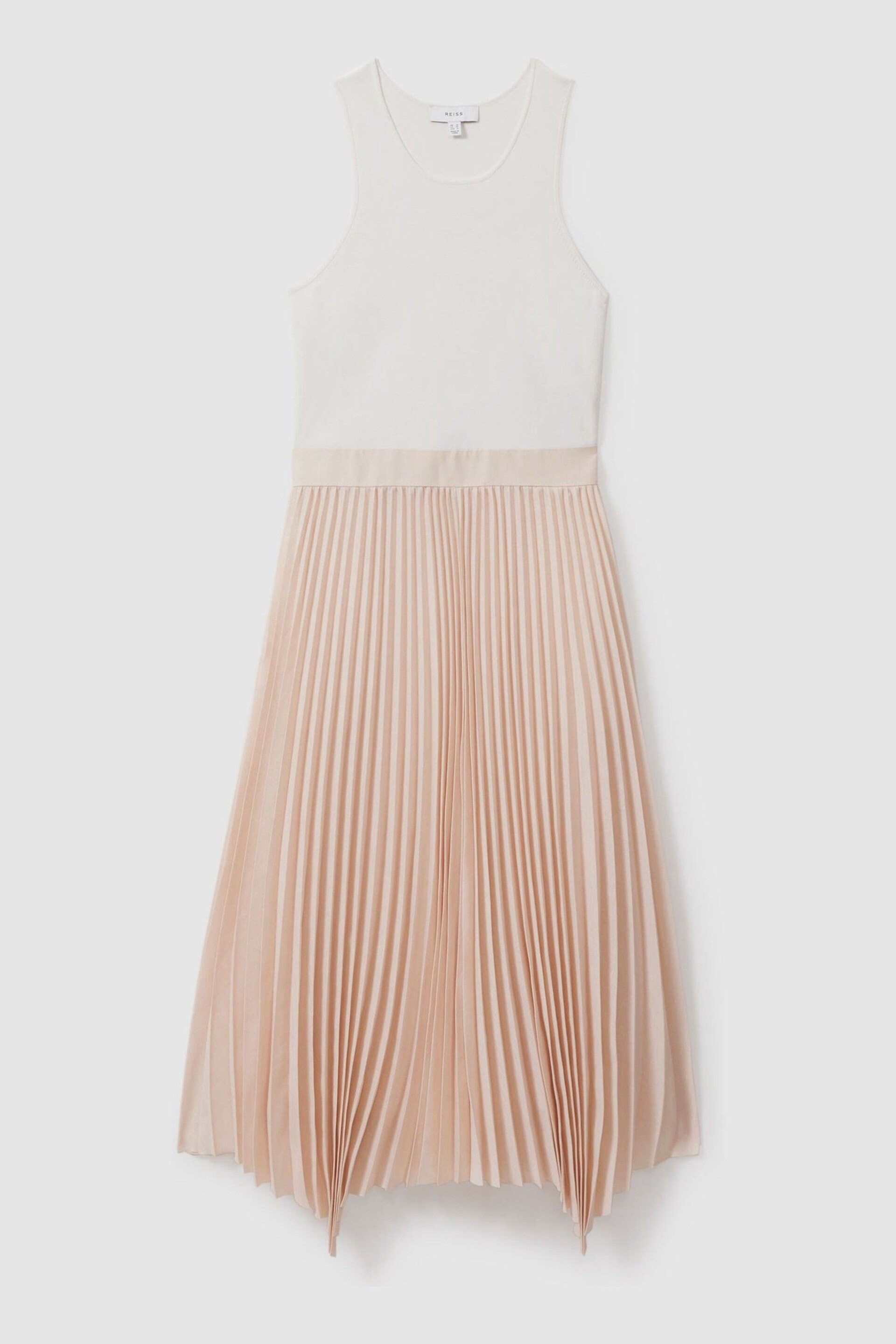 Reiss Ivory/Nude Marnie Hybrid Knitted Midi Dress - Image 2 of 5