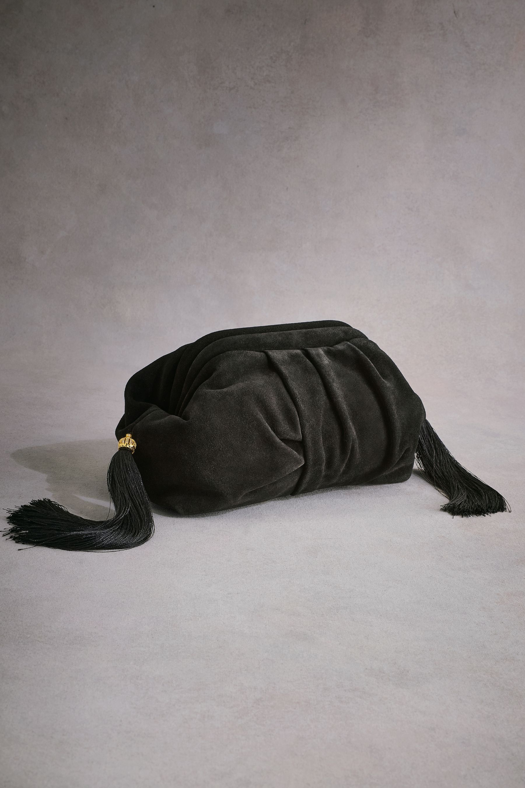 Black Tabitha Simmons Marija Leather Tassel Clutch Bag