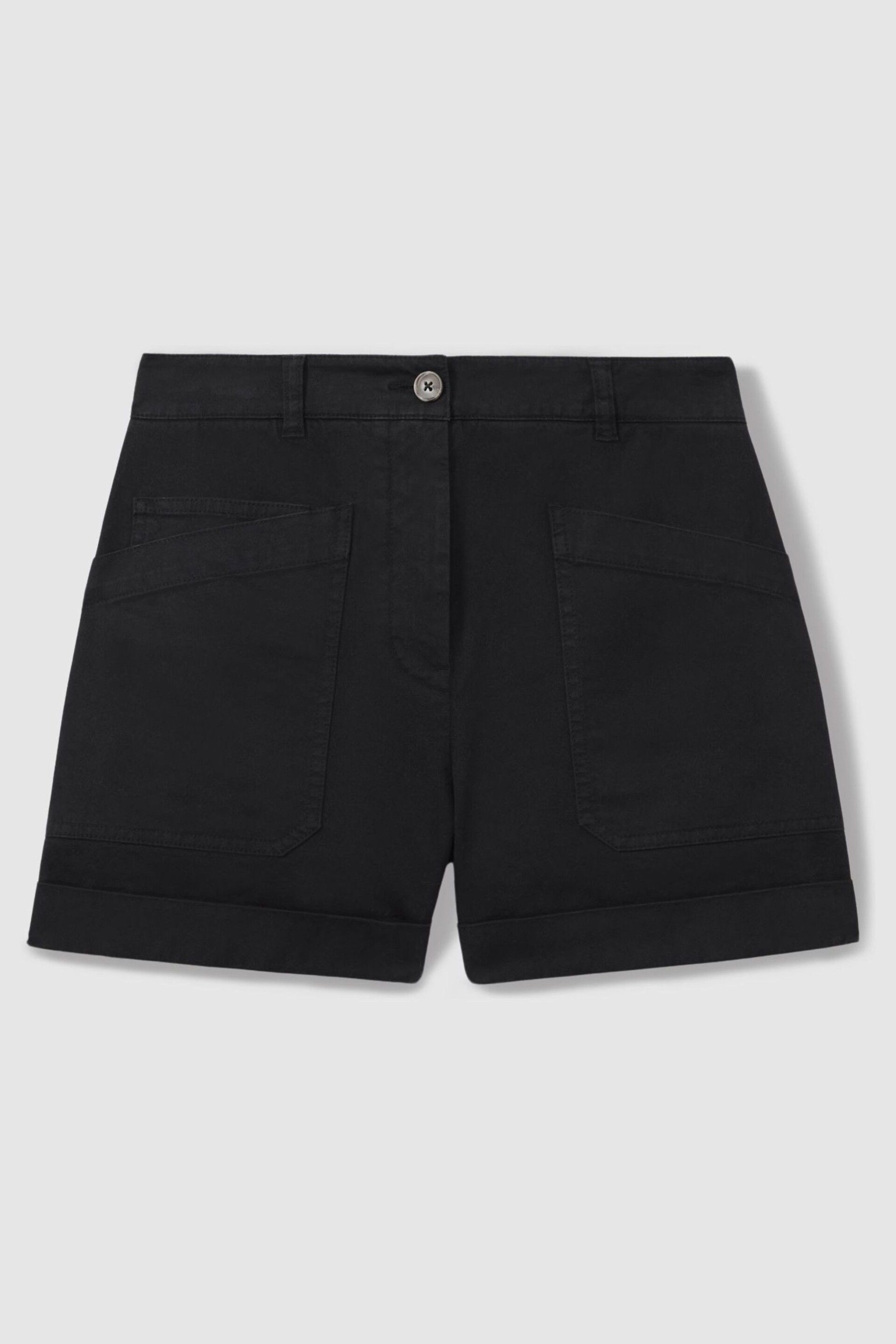 Reiss Navy Nova Cotton Blend Shorts with Turned-Up Hems - Image 2 of 5