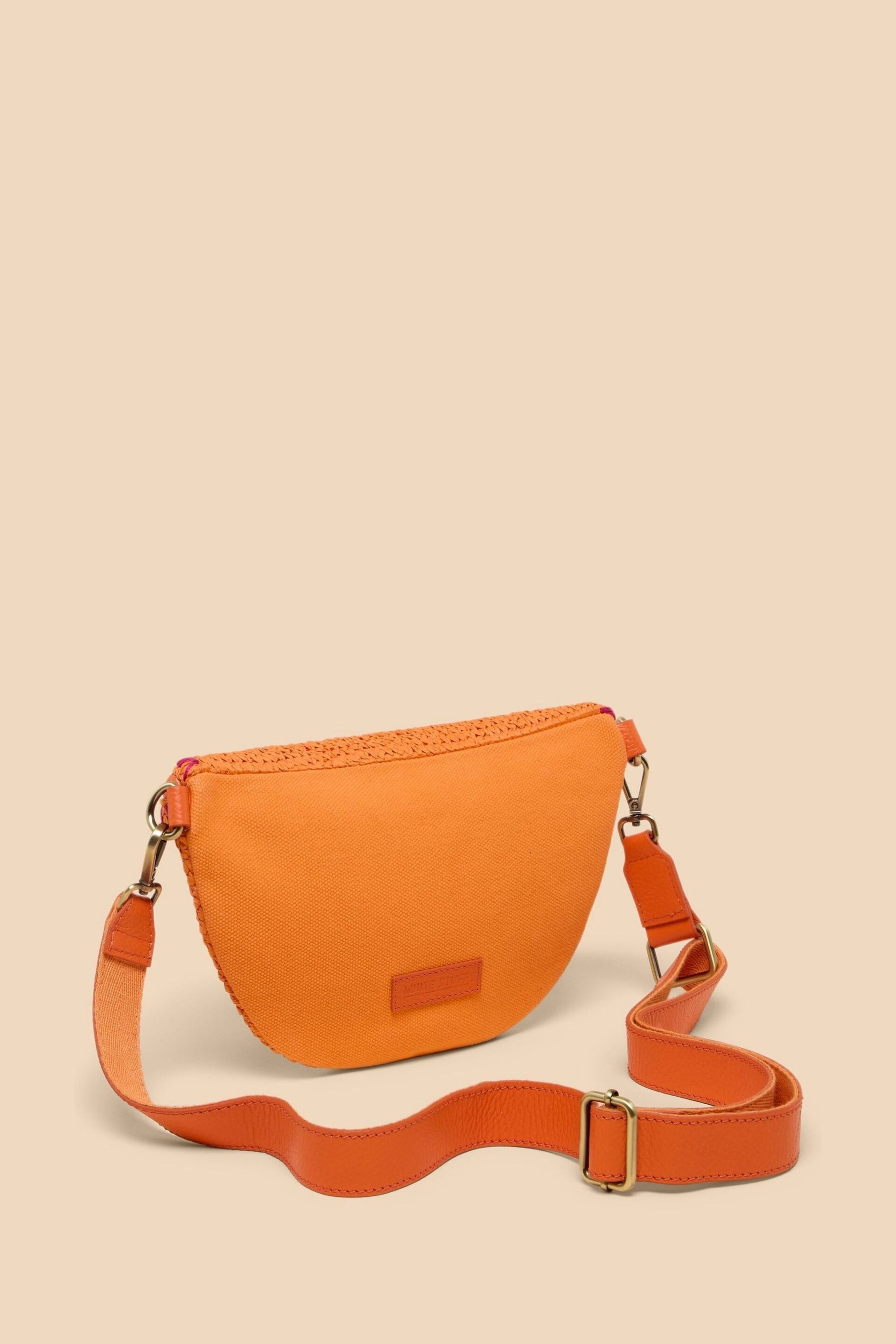 White Stuff Orange Mini  Sebby Raffia Sling Bag - Image 2 of 4