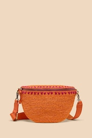 White Stuff Orange Mini  Sebby Raffia Sling Bag - Image 3 of 4