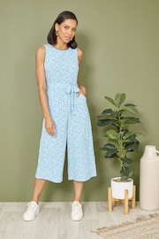 Mela Blue Ditsy Print Culotte Jumpsuit - Image 1 of 5