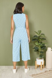 Mela Blue Ditsy Print Culotte Jumpsuit - Image 2 of 5