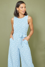 Mela Blue Ditsy Print Culotte Jumpsuit - Image 4 of 5