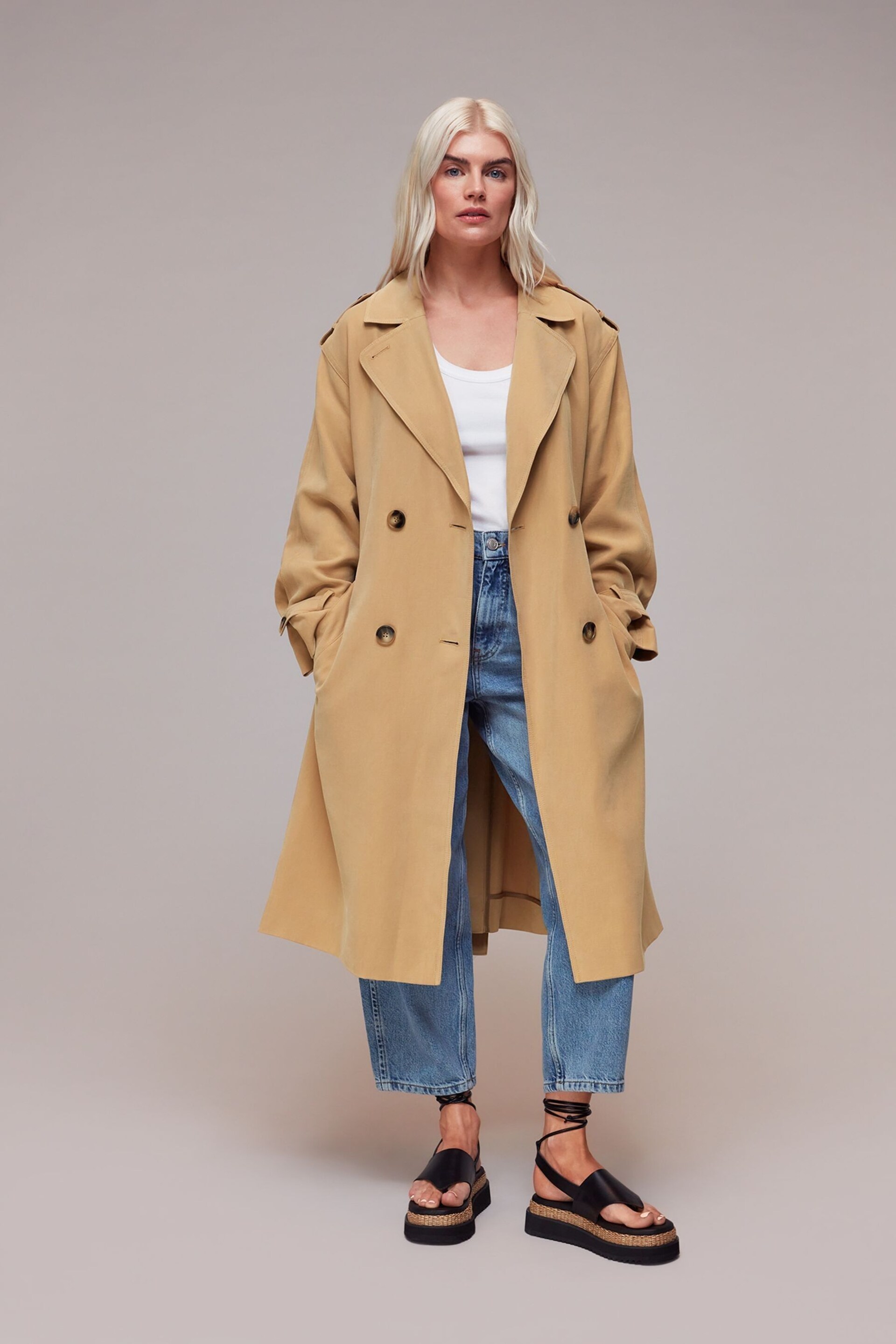 Whistles Petite Neutral Riley Trench Coat - Image 1 of 5