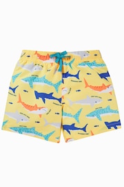 Frugi Yellow Shark Print Chlorine Safe Swimming Shorts - Image 2 of 4