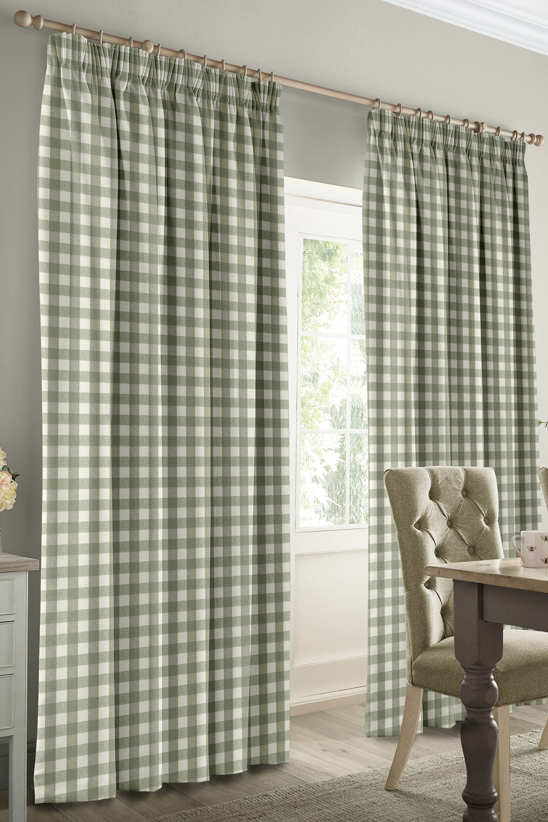 Buy Sophie Allport Green Gingham Made to Measure 100% Cotton Curtains ...