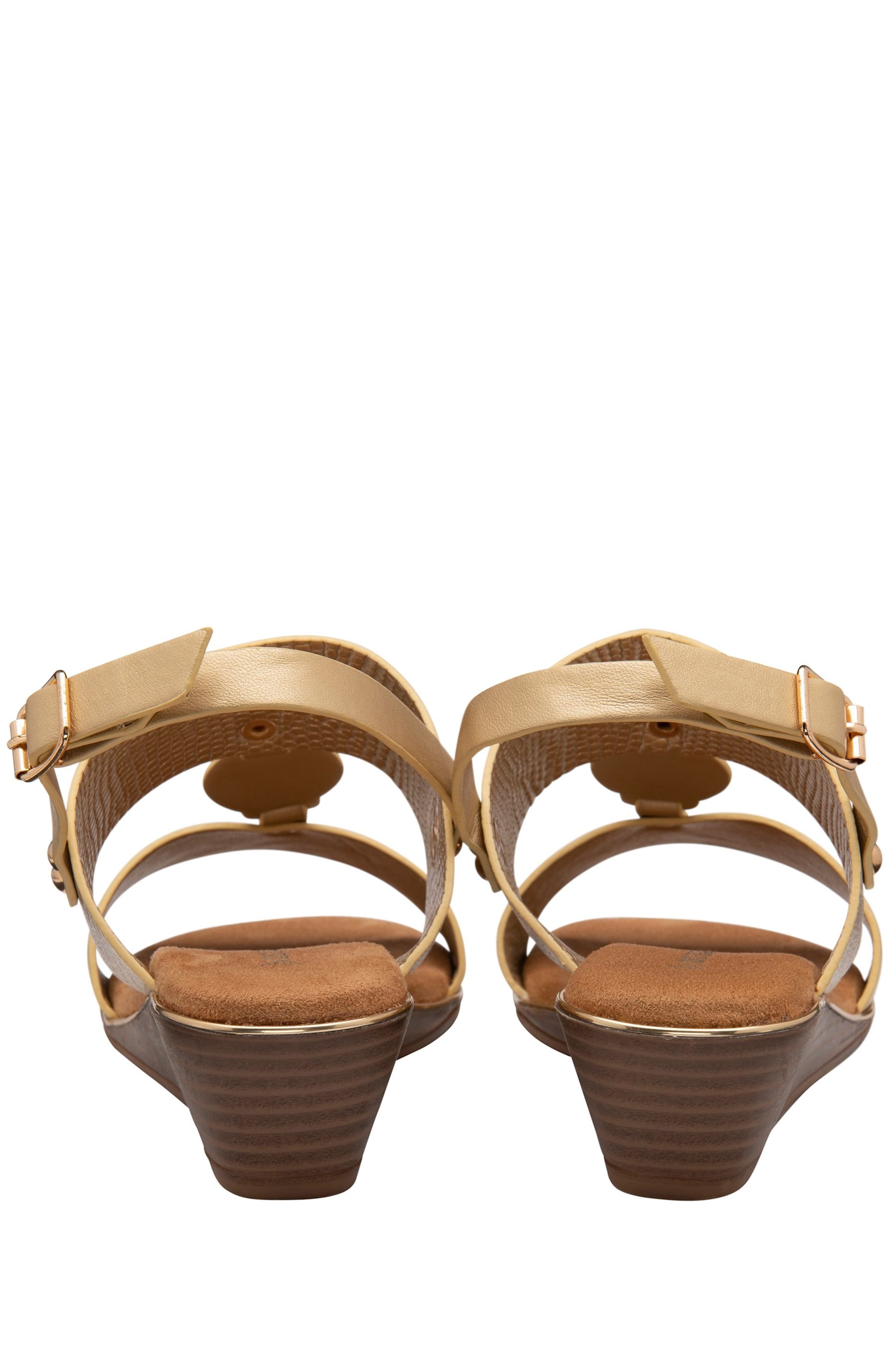 Dunlop Gold Wedge Open-Toe Sandals - Image 3 of 4