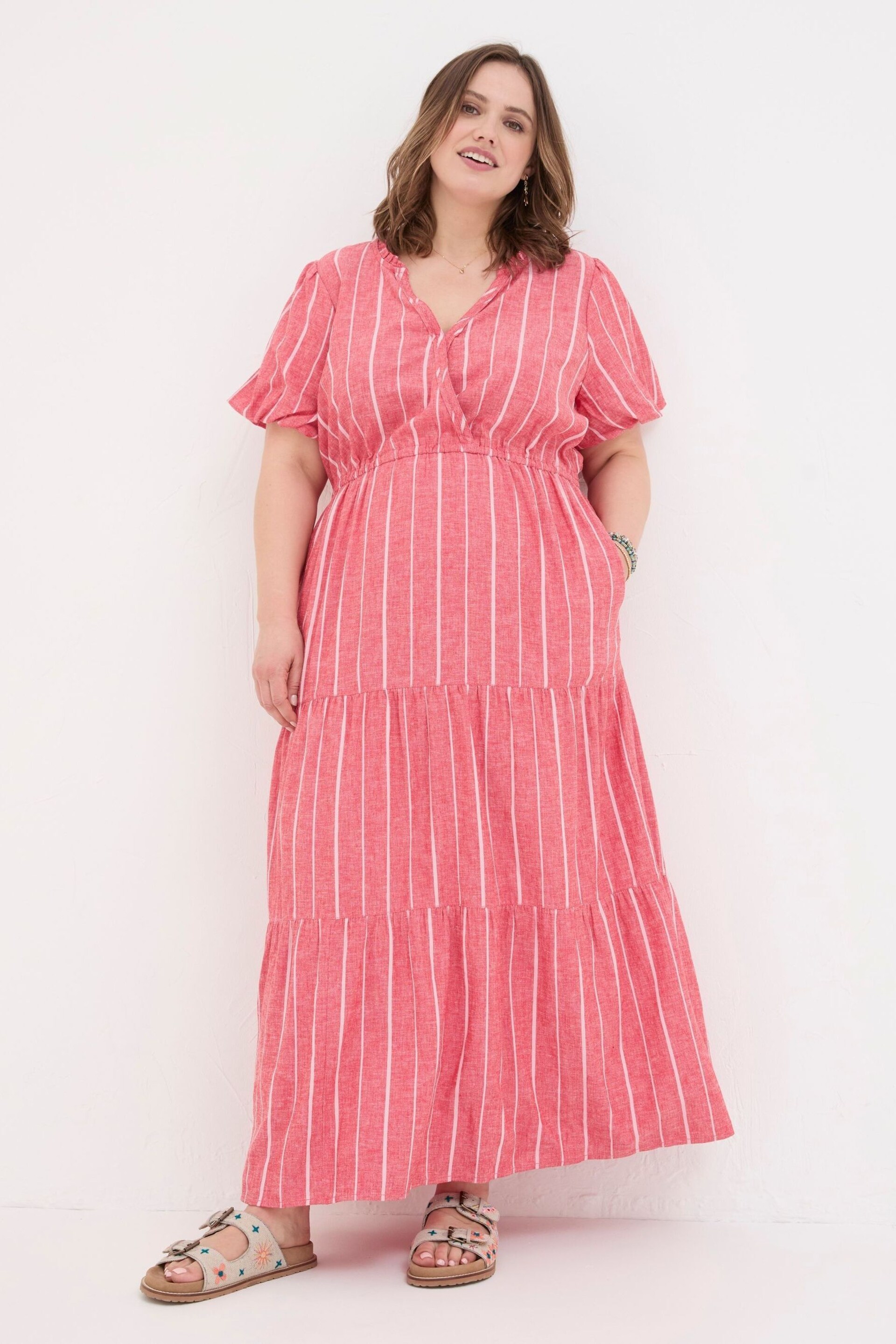 FatFace Red Stripe Maxi Dress - Image 5 of 6