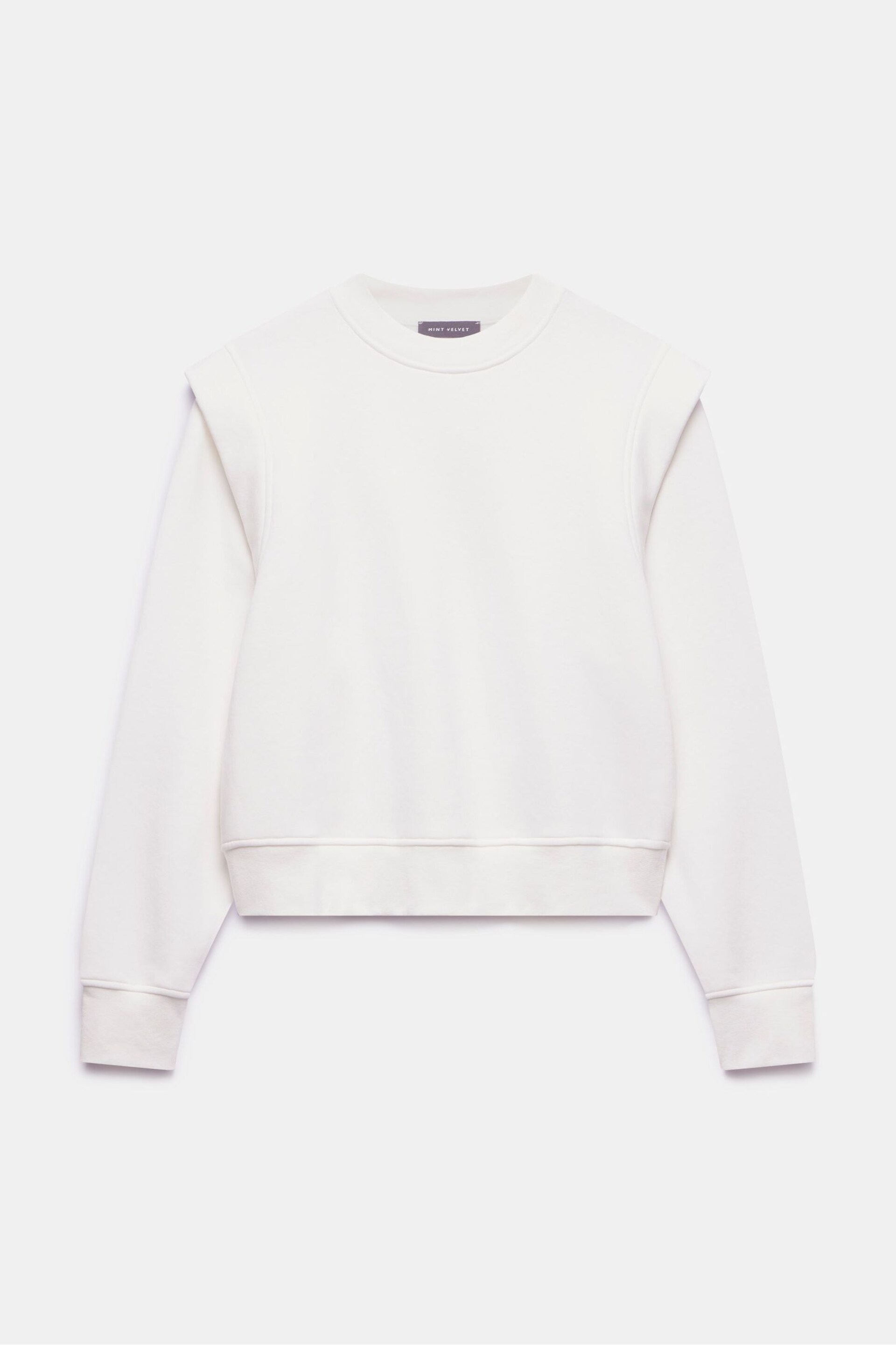 Mint Velvet White Cotton Extended Shoulder Sweatshirt - Image 3 of 4