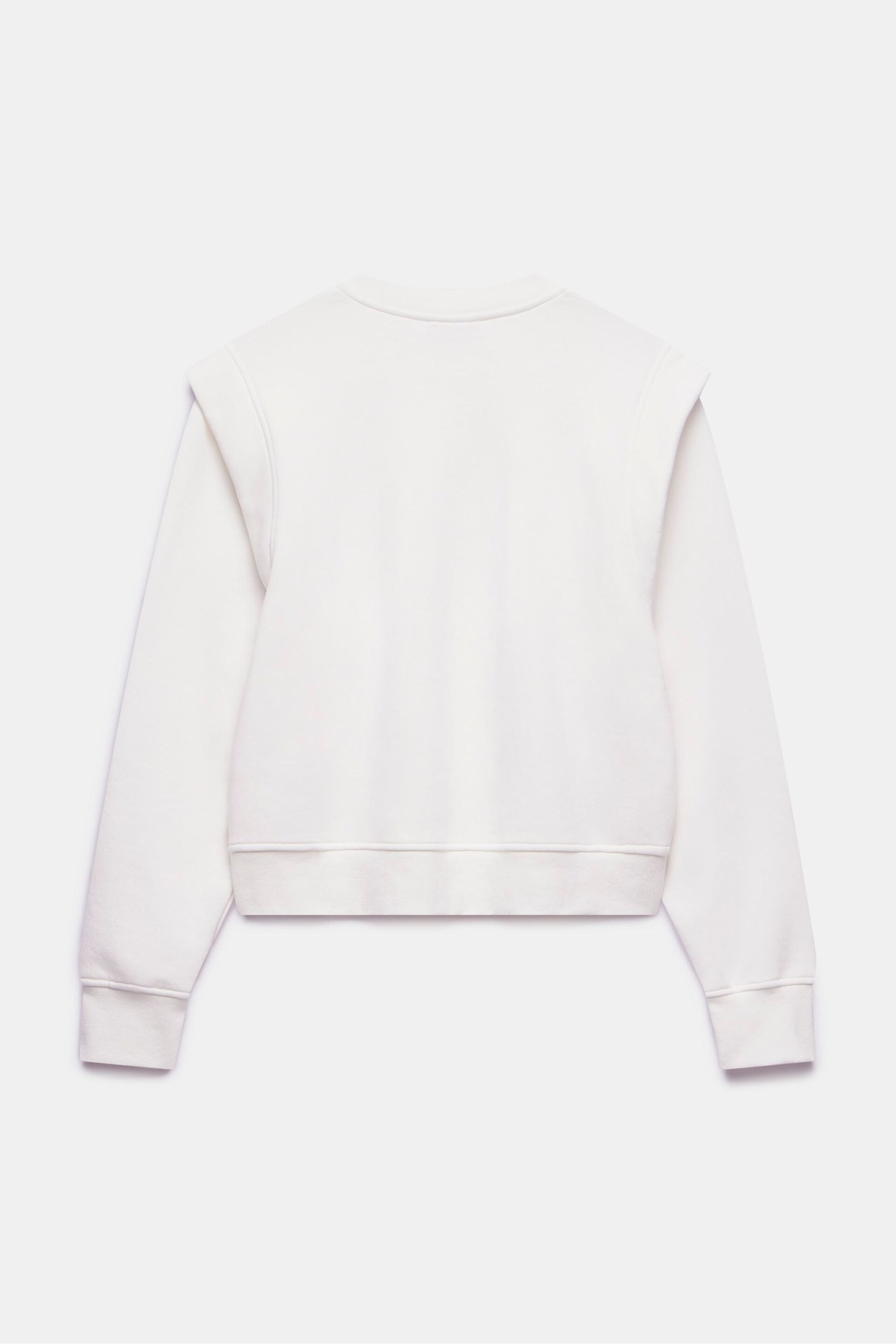 Mint Velvet White Cotton Extended Shoulder Sweatshirt - Image 4 of 4