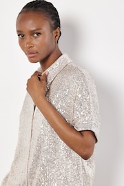 Apricot Silver Sequin Resort Shirt - Image 3 of 5