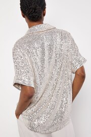 Apricot Silver Sequin Resort Shirt - Image 4 of 5