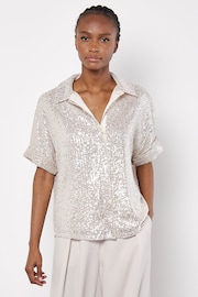 Apricot Silver Sequin Resort Shirt - Image 5 of 5