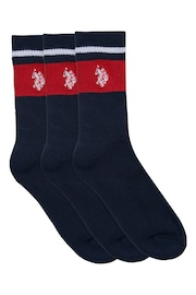 U.S. Polo Assn. Brand Stripe Sports Socks 3 Pack - Image 1 of 3