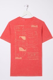 FatFace Red Surf Sketch T-Shirt - Image 8 of 8