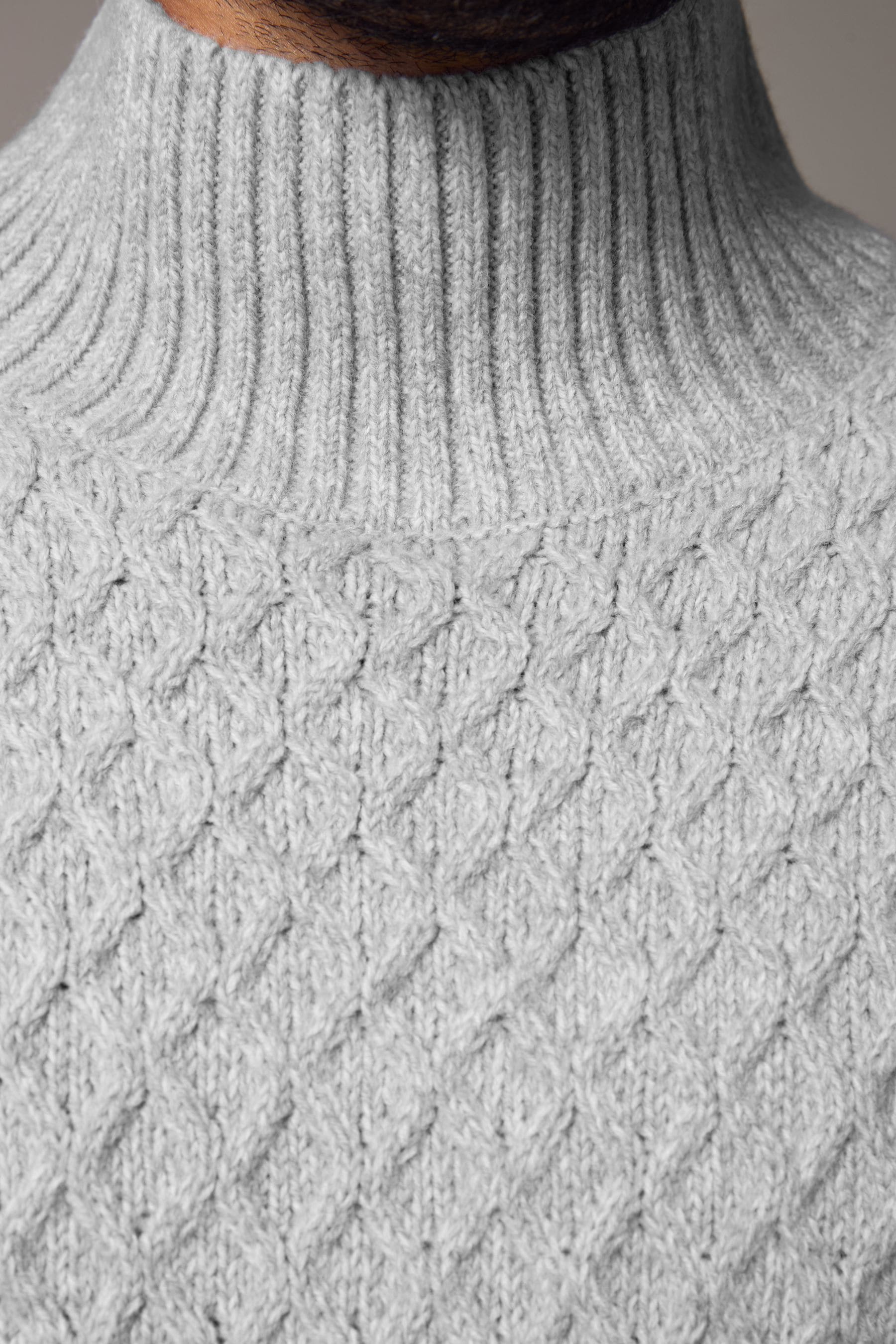 Buy Light Grey Regular Fit Textured Turtle Neck Jumper with Wool from the Next UK online shop