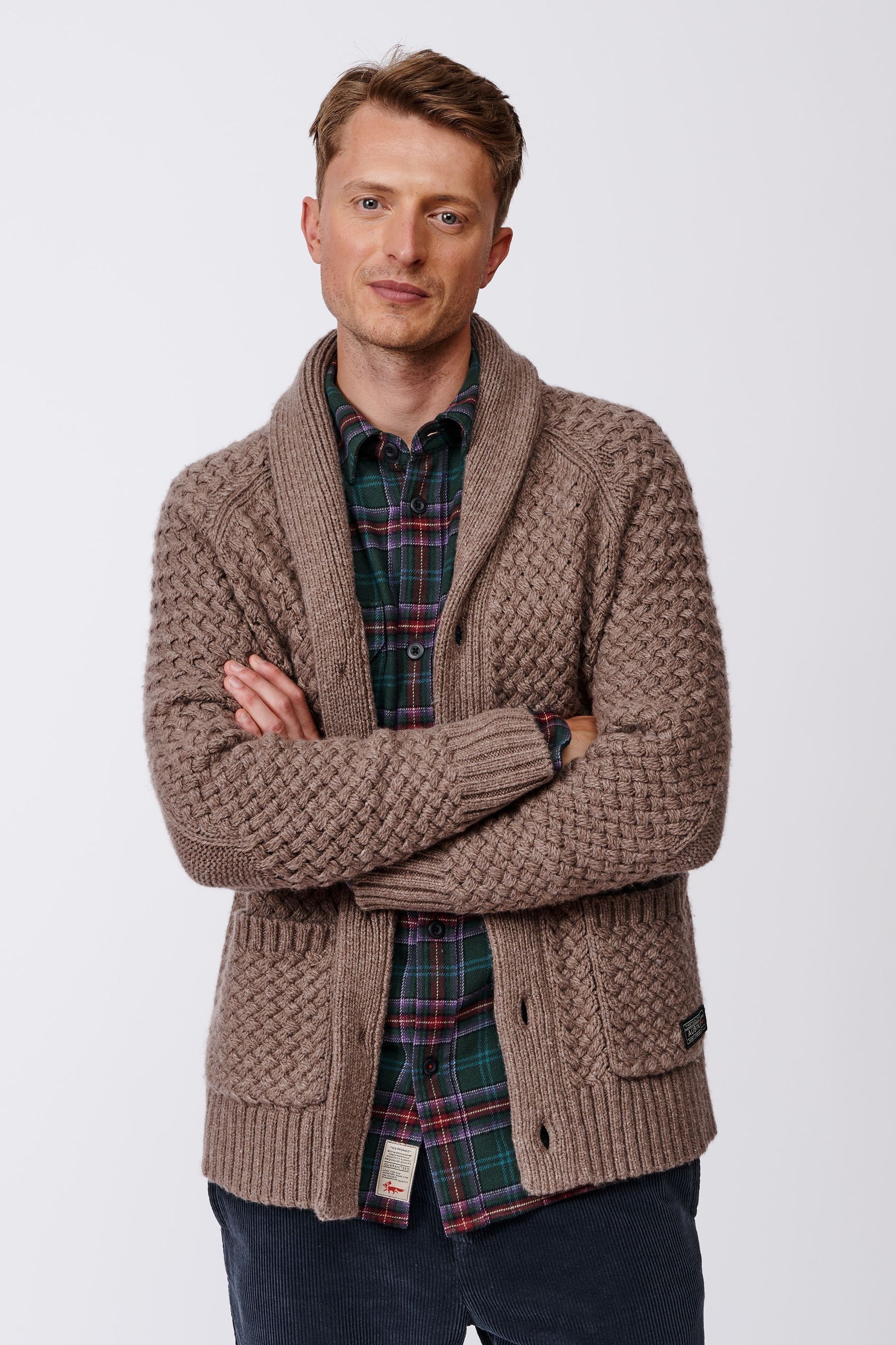 Plaid shawl cardigan new arrivals