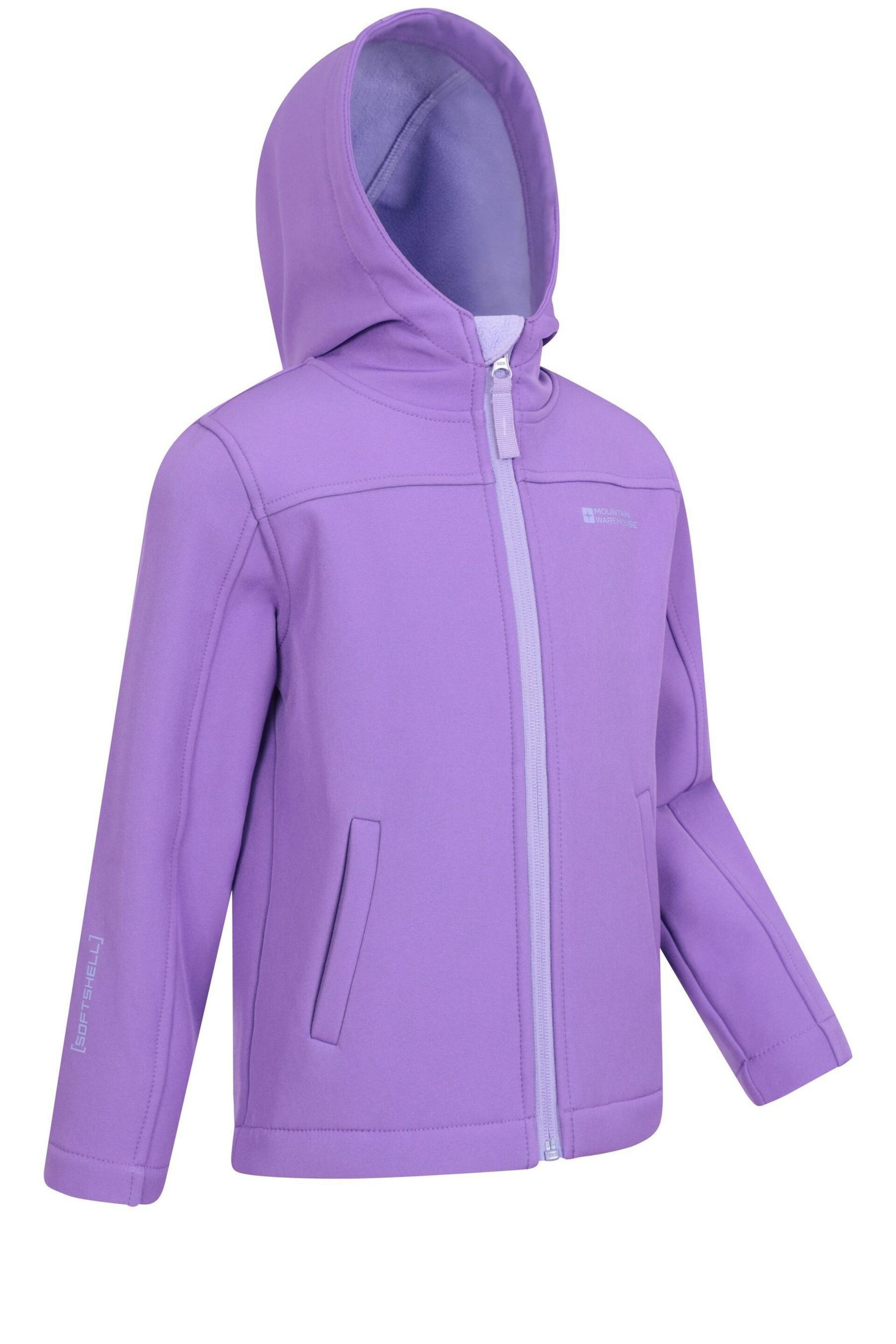 Mountain Warehouse Purple Chrome Exodus Kids Water Resistant Softshell Jacket - Image 3 of 5