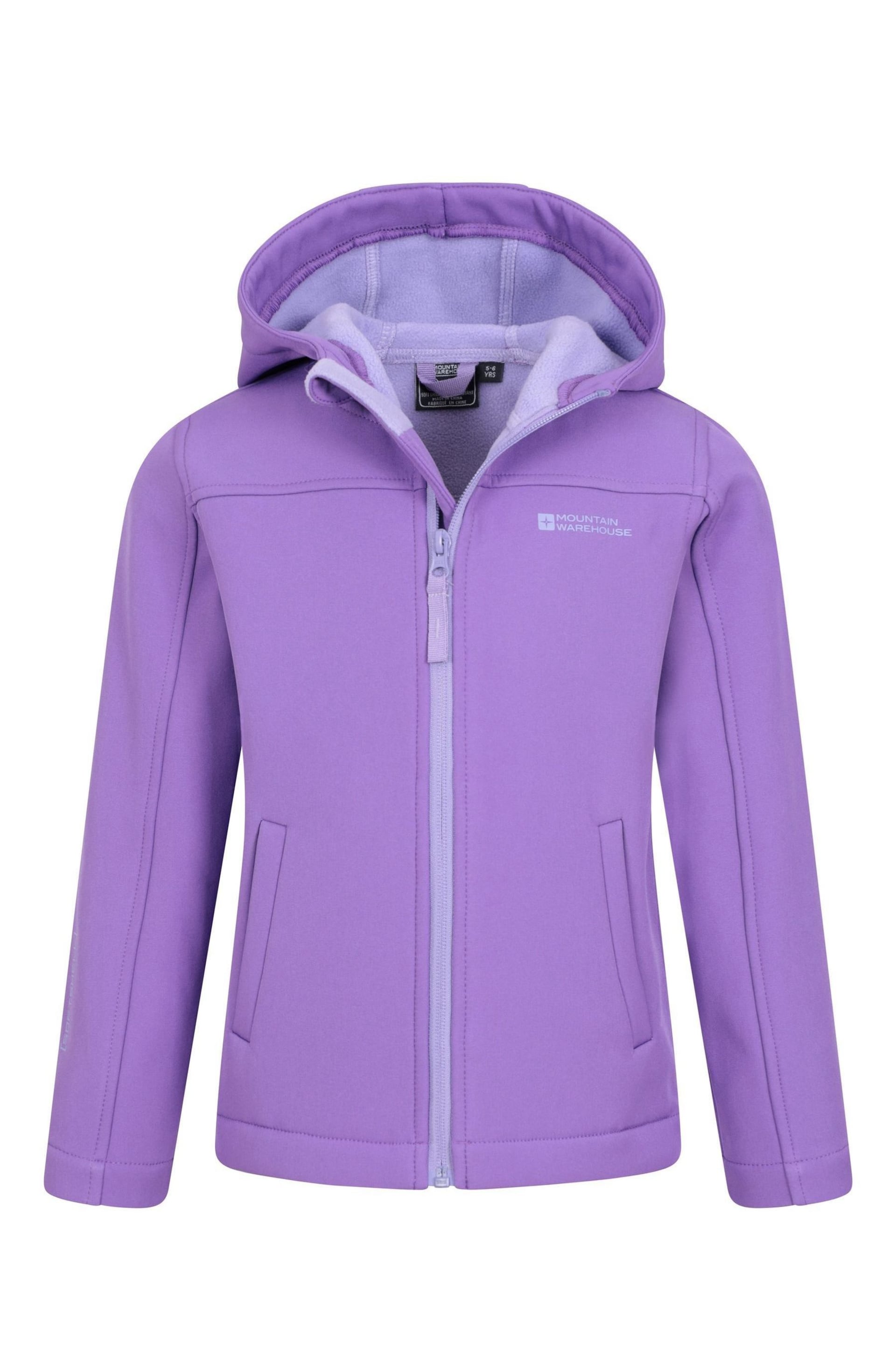 Mountain Warehouse Purple Chrome Exodus Kids Water Resistant Softshell Jacket - Image 5 of 5