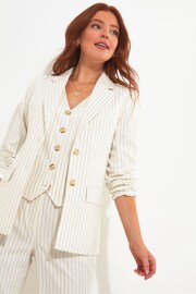 Joe Browns Cream Oversized Pinstripe Co-Ord Linen Blend Blazer - Image 4 of 8