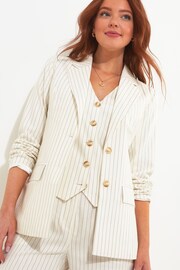 Joe Browns Cream Oversized Pinstripe Co-Ord Linen Blend Blazer - Image 5 of 8