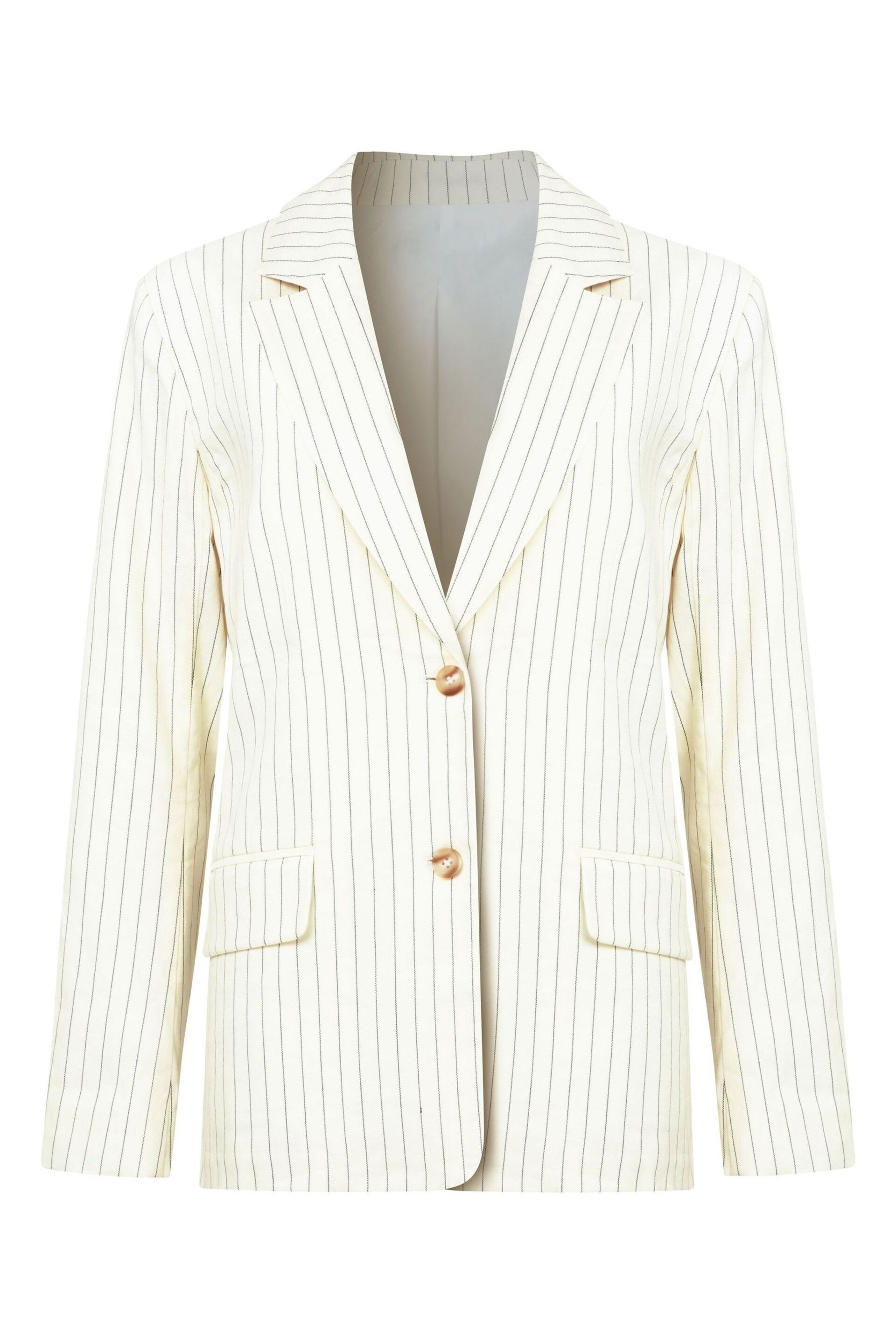 Joe Browns Cream Oversized Pinstripe Co-Ord Linen Blend Blazer - Image 8 of 8