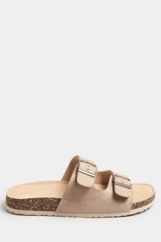 Yours Curve Natural Faux Suede Buckle Strap Footbed Sandals In Extra Wide EEE Fit - Image 4 of 7