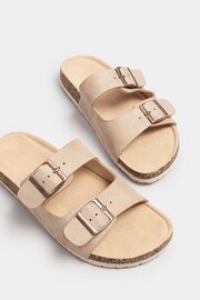 Yours Curve Natural Faux Suede Buckle Strap Footbed Sandals In Extra Wide EEE Fit - Image 6 of 7