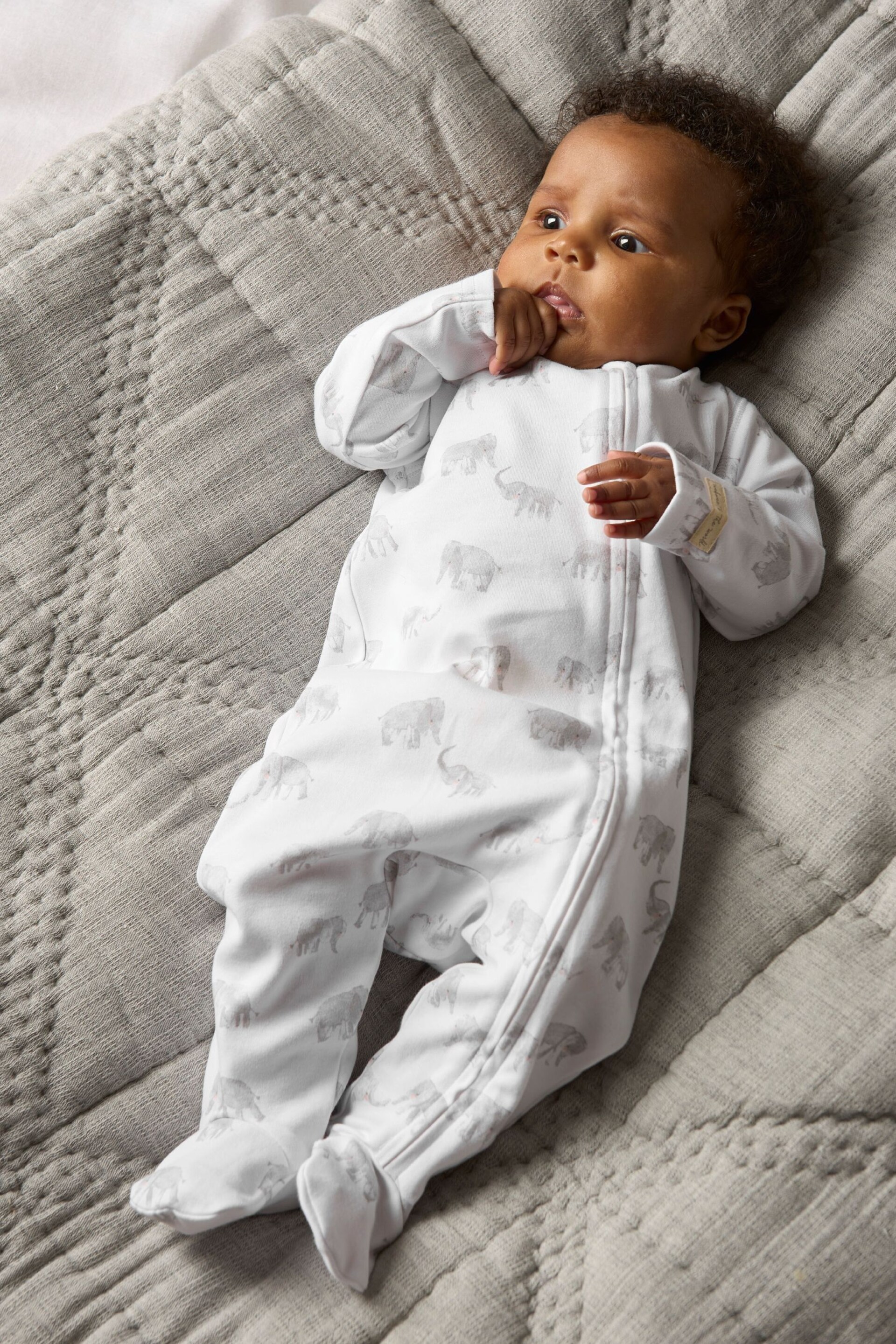 Mamas & Papas Elephant Print Sleepsuit - Image 1 of 3