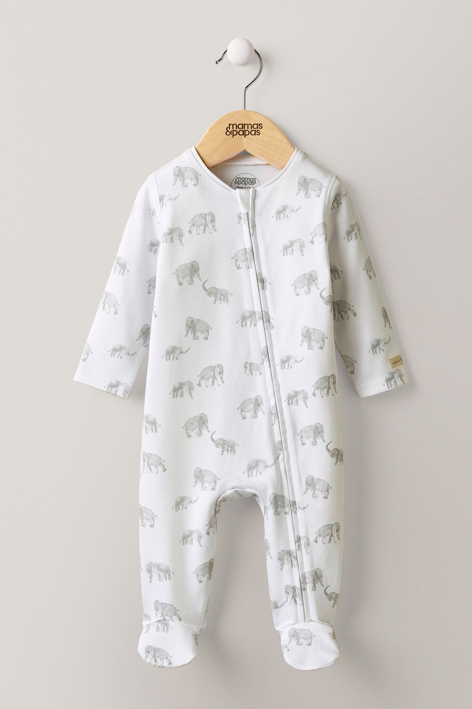 Mamas & Papas Elephant Print Sleepsuit - Image 3 of 3