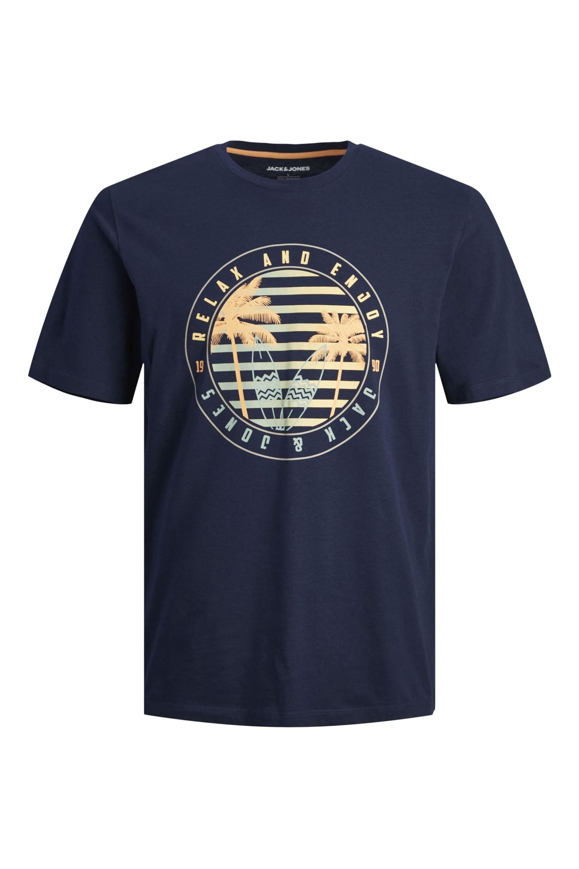 JACK & JONES Grey Short Sleeve Crew Neck Printed T-Shirt 3 Pack - Image 4 of 4
