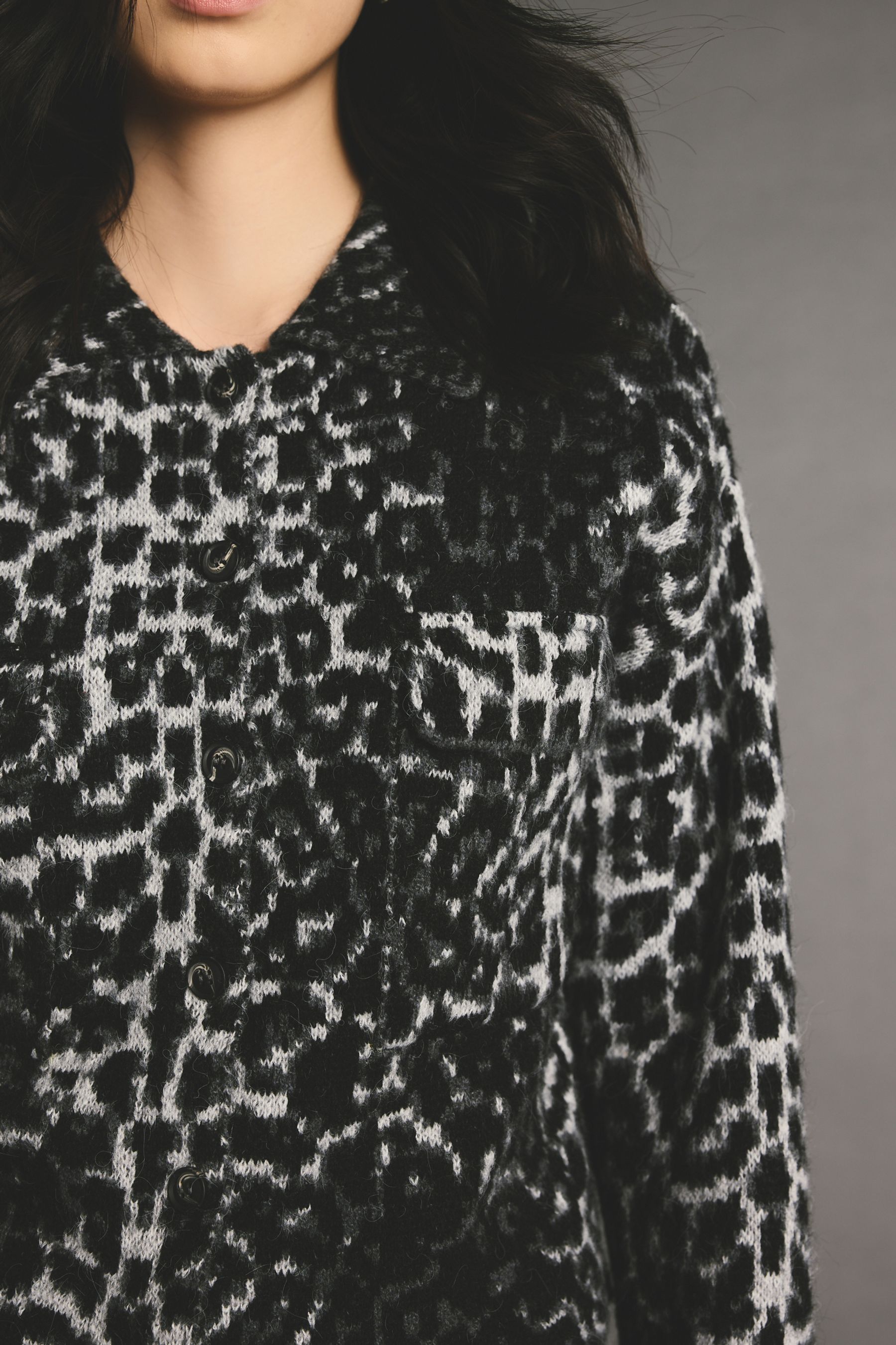 Buy Animal Leopard Grey Patterned Button Through Knitted Cardigan Jacket Next Ukraine