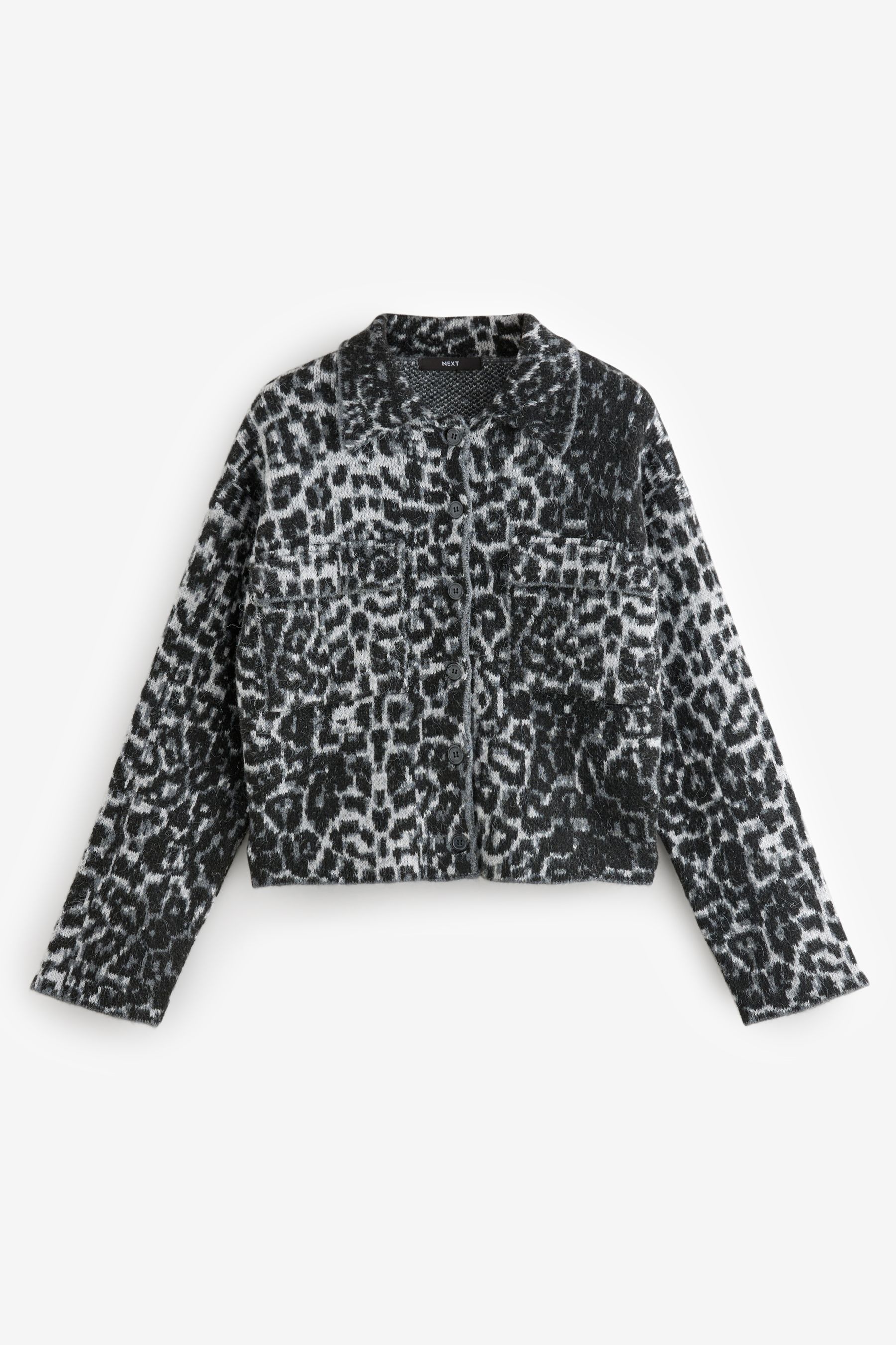 Buy Animal Leopard Grey Patterned Button Through Knitted Cardigan Jacket Next Ukraine