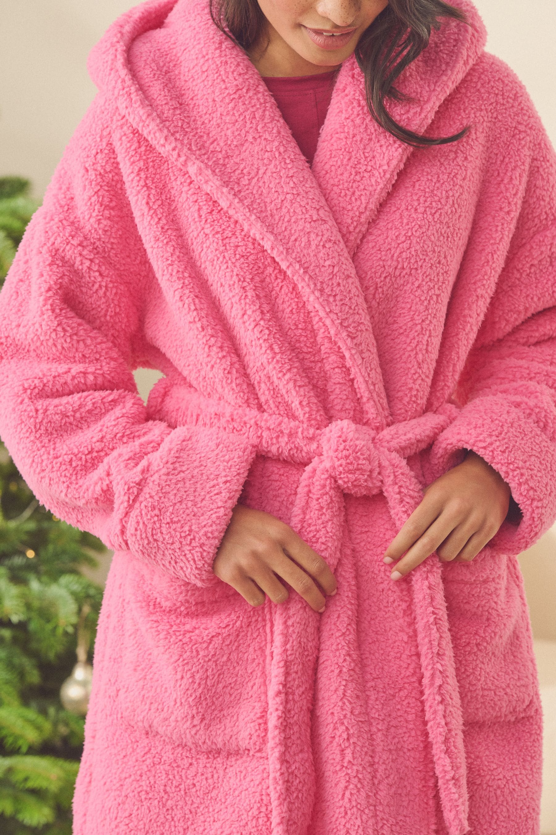 Buy Bright Pink Short Teddy Dressing Gown from the Next UK online shop