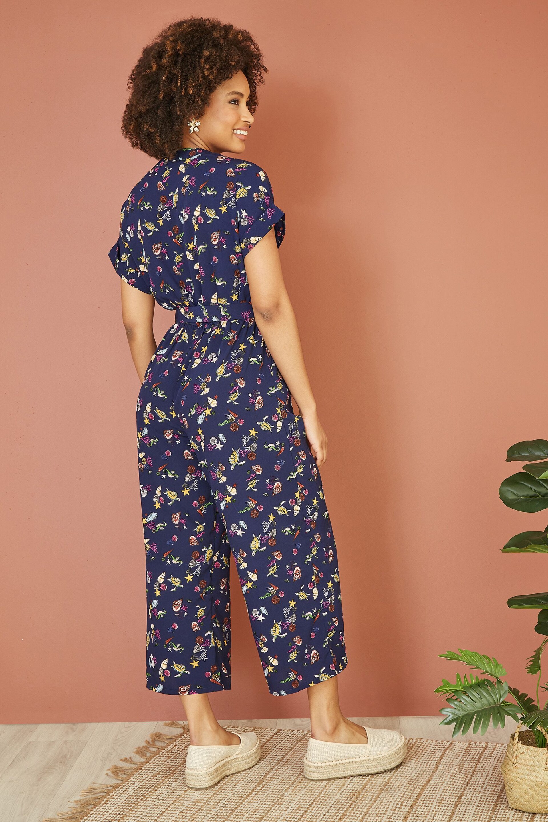 Yumi Blue Sealife Print Jumpsuit - Image 4 of 5