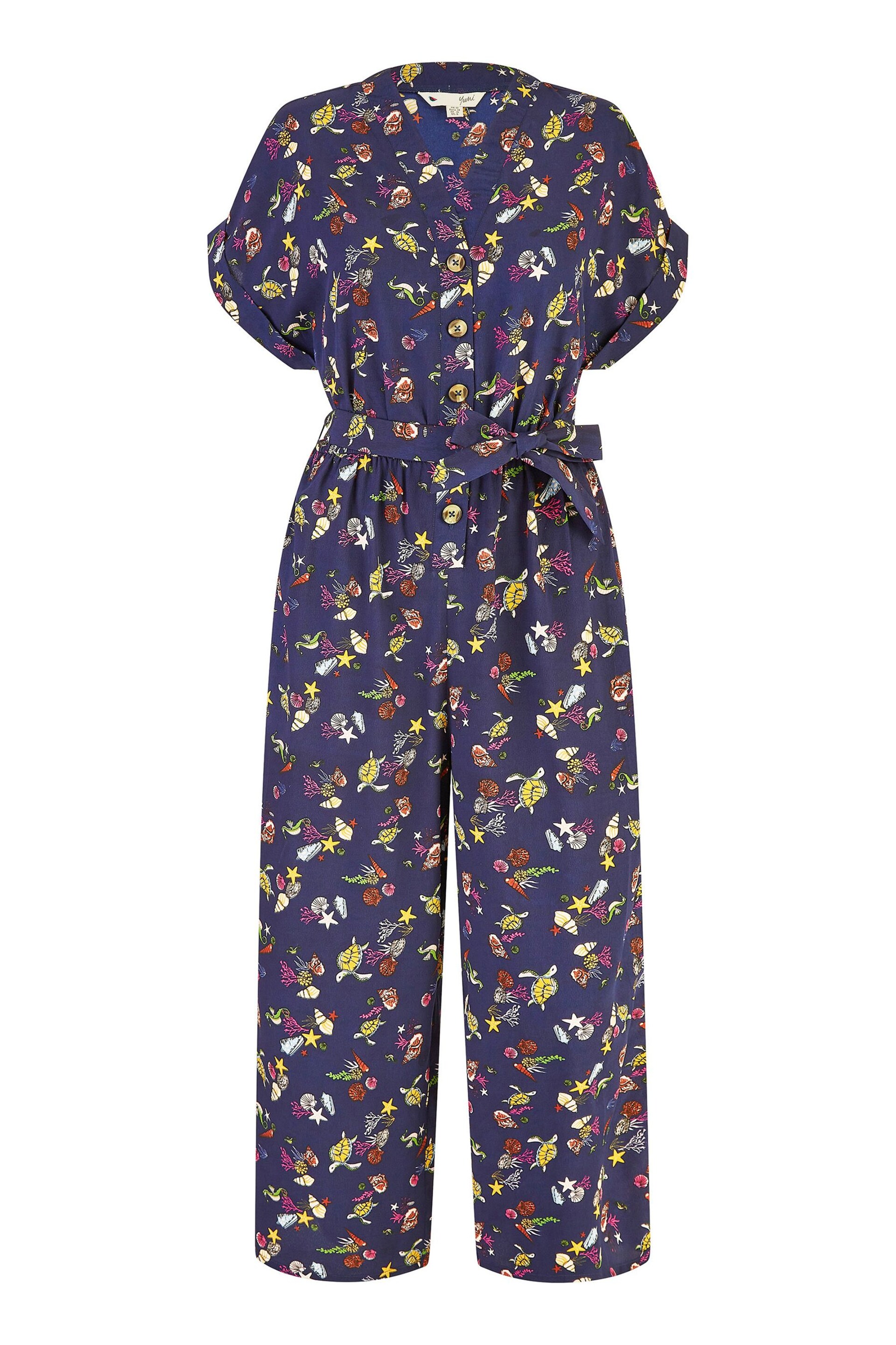 Yumi Blue Sealife Print Jumpsuit - Image 5 of 5