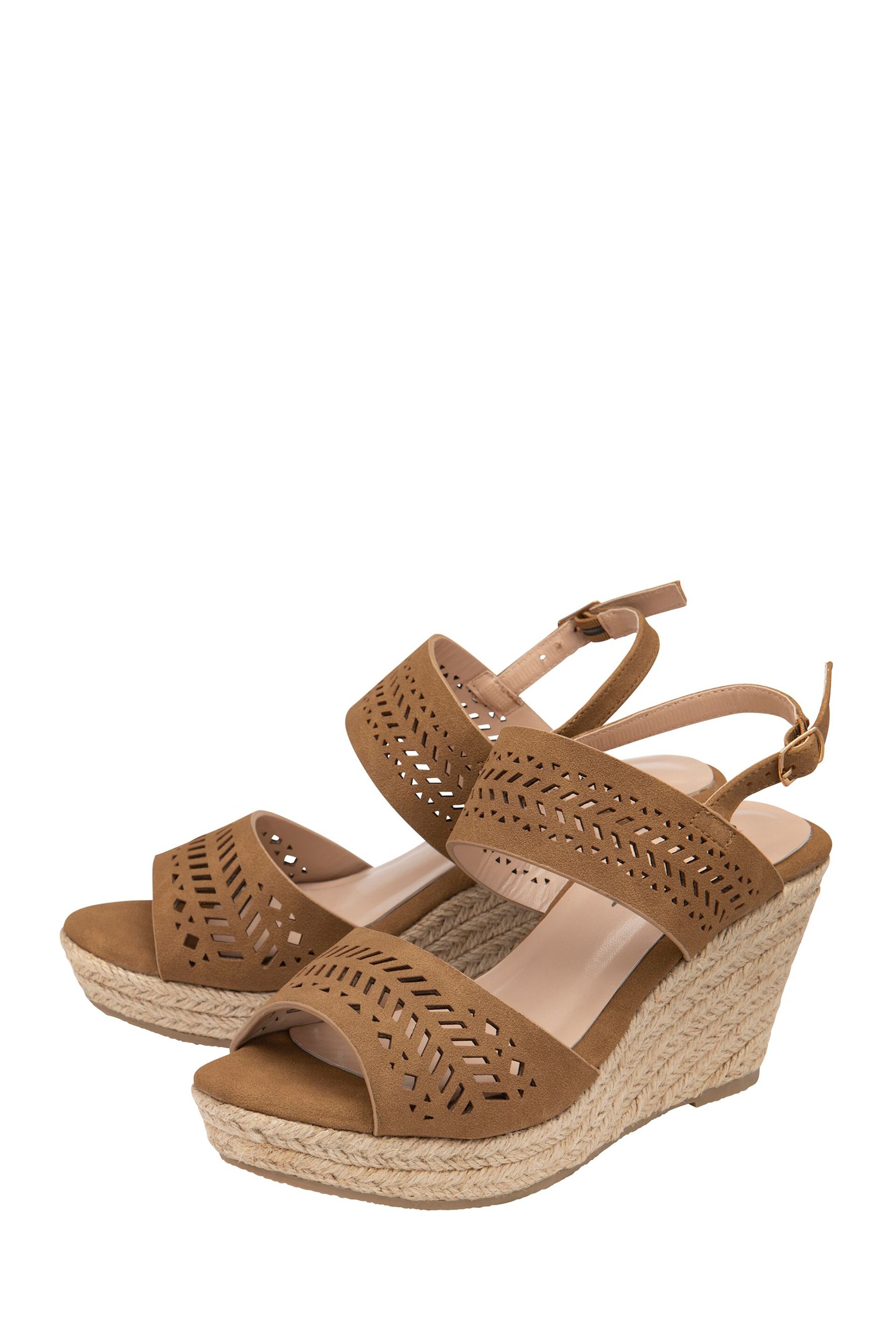 Dunlop Brown Wedge Open-Toe Sandals - Image 2 of 4