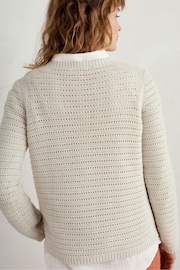 Seasalt Cornwall Grey Gull Rock Pointelle Knit Jumper - Image 3 of 5