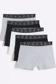 River Island Grey Boys Marl 100% Cotton Boxers 5 Pack - Image 1 of 2