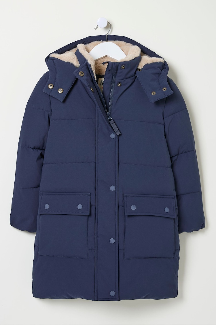 FatFace Letty Navy Blue Longline Padded Jacket - Image 4 of 4