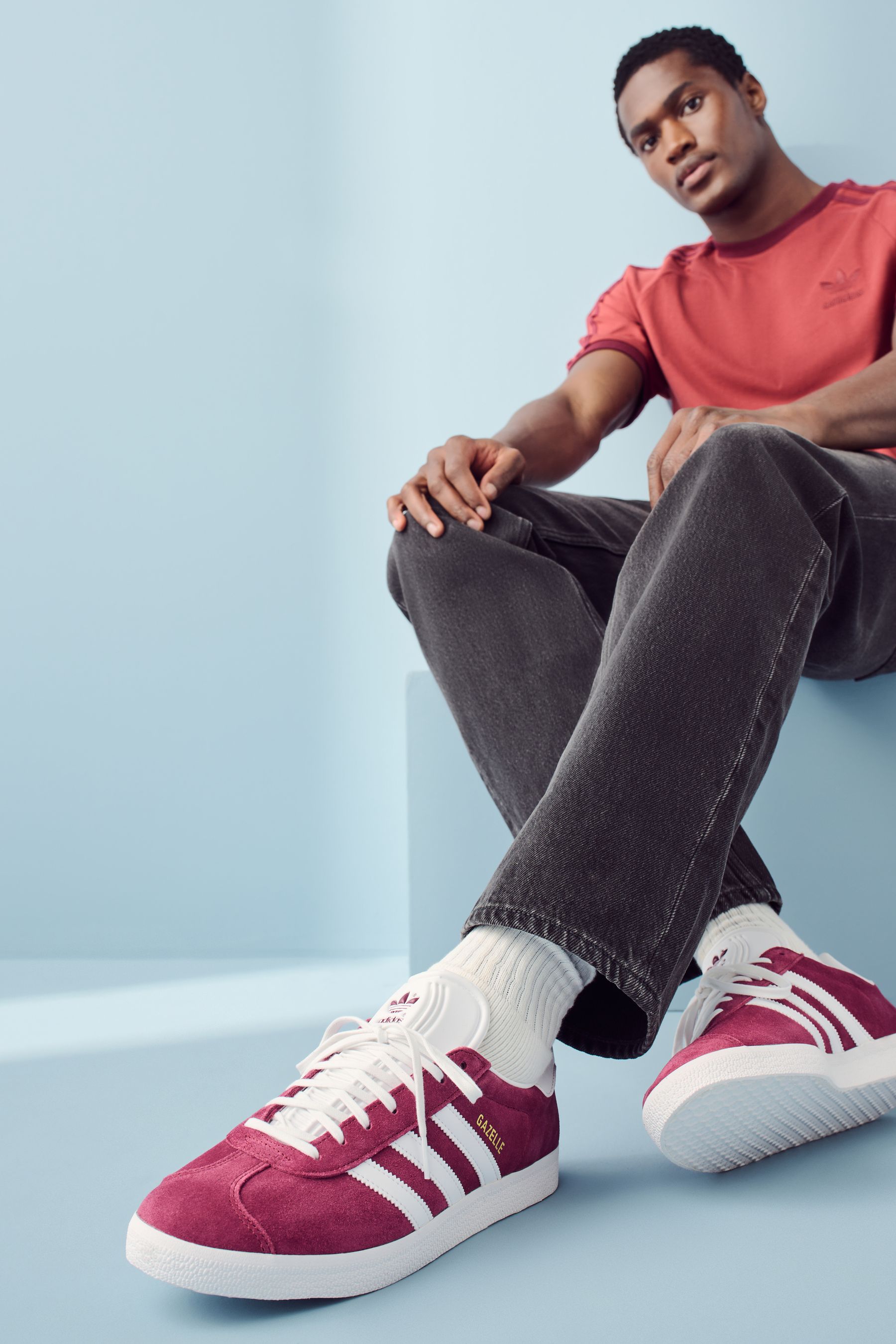 Burgundy gazelle trainers best sale