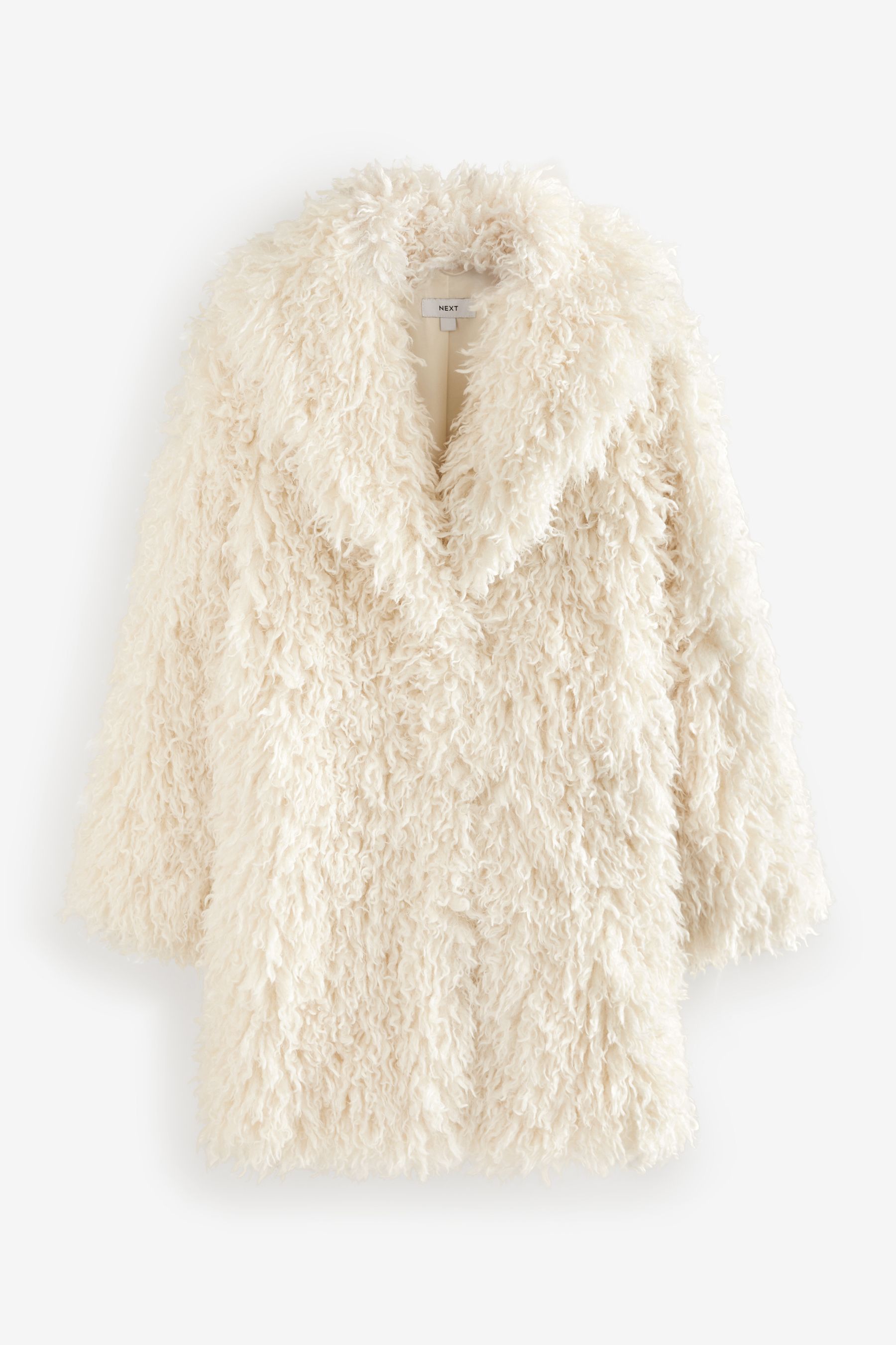 White shaggy fur coat cheap