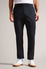 Ted Baker Blue Slim Fit Haydae Textured Chino Trousers - Image 2 of 5