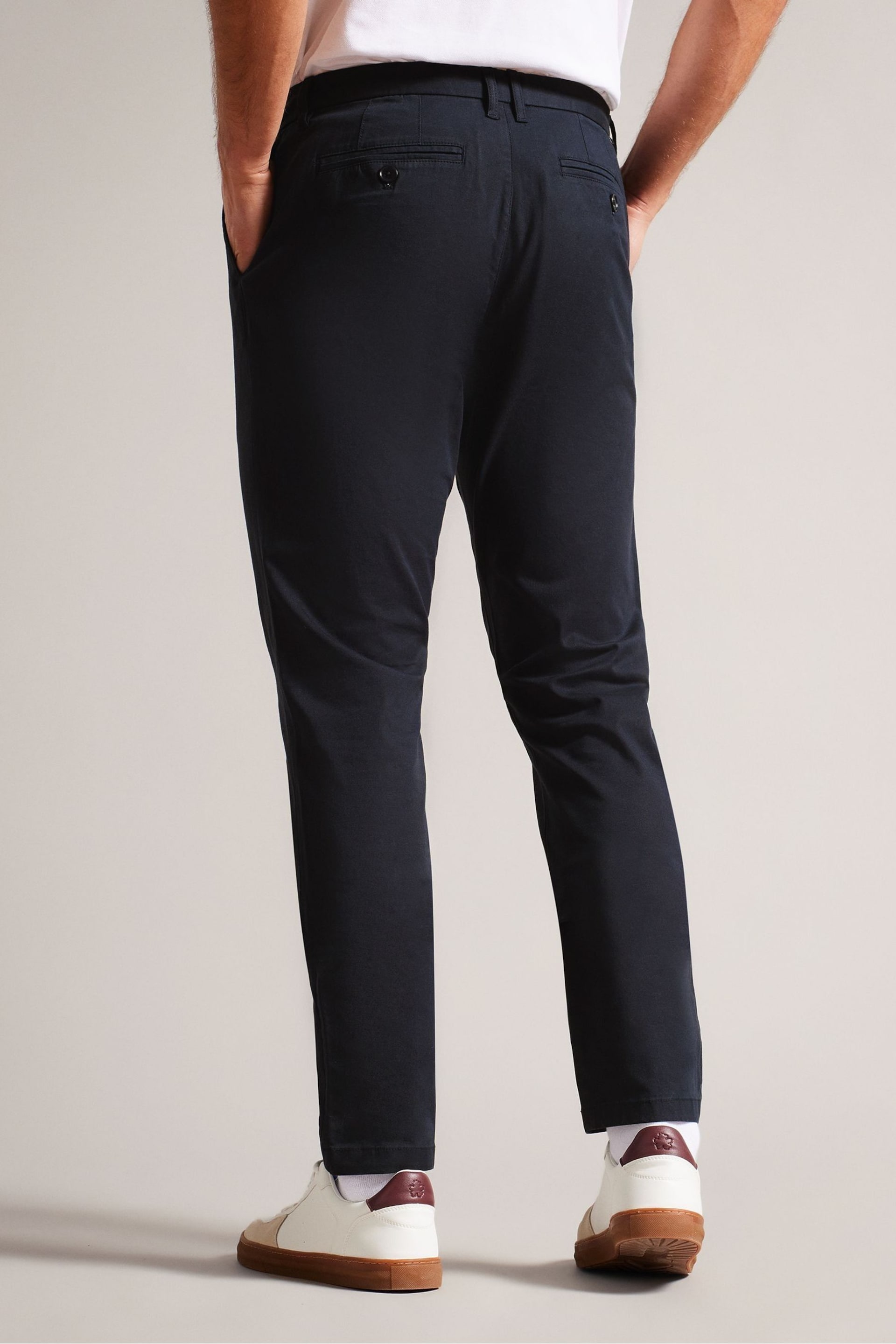 Ted Baker Blue Slim Fit Haydae Textured Chino Trousers - Image 4 of 5